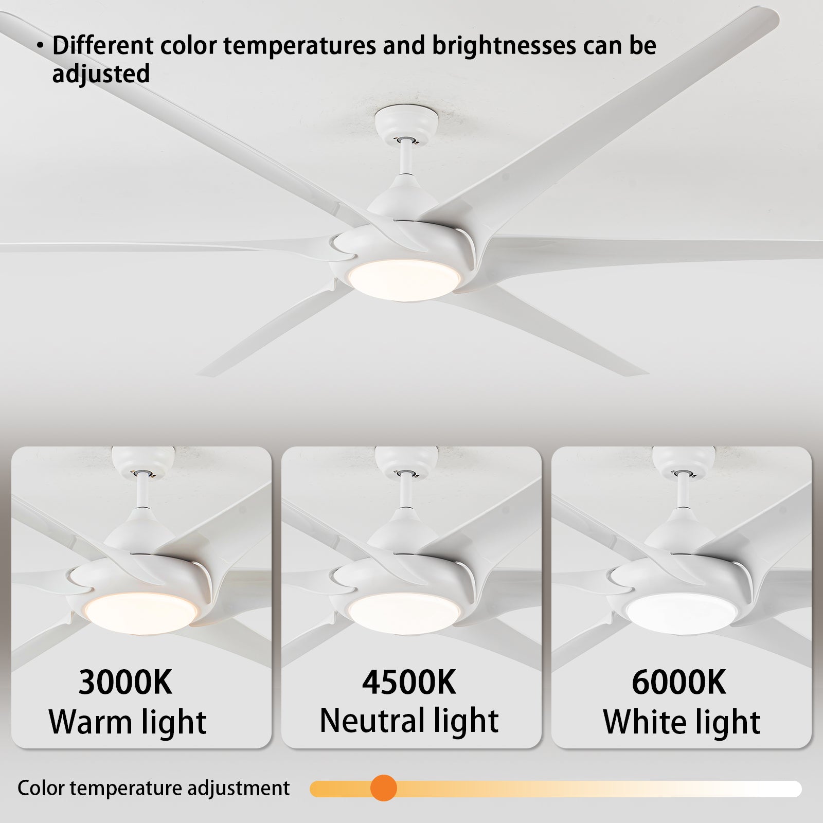 100" LED Ceiling Fans Light With 6-Blades Reversible Blades with Remote Control in White